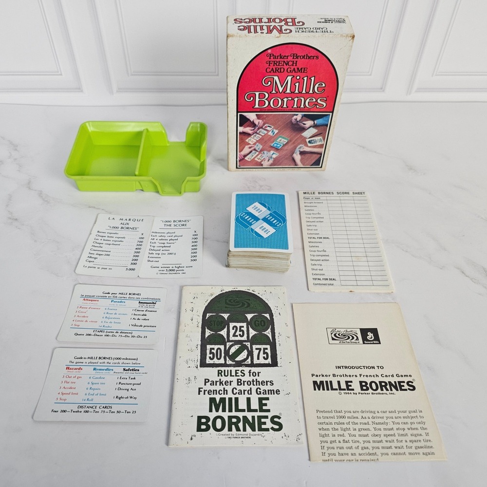 Parker Brothers Mille Bornes French Card Game No. 13 Vintage 60s/70s Retro